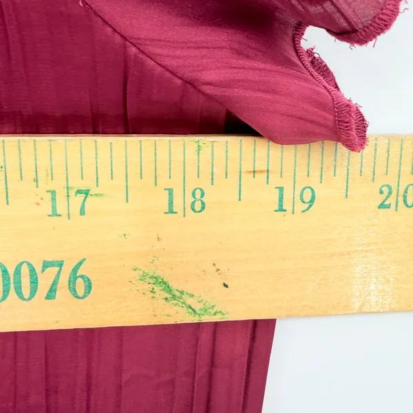 Madewell Short Sleeve Slip Midi Dress Women S Burgundy Plisse Minimalist Holiday - Image 12