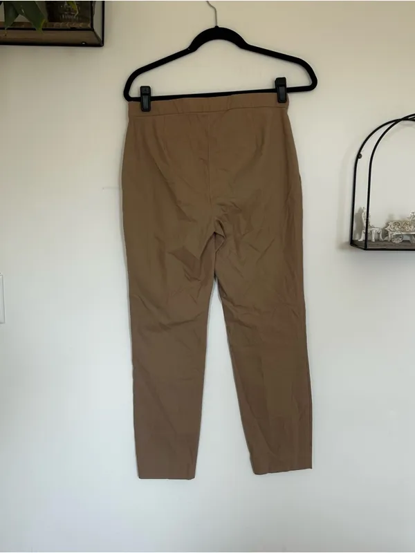 Theory Khaki Pants Work Wear Trousers Straight Leg Mid Rise Slacks Size‎ 4 - Image 2