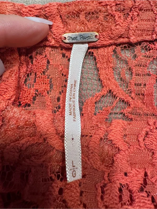 Free People Sheer Lace Melon Stripe Raw Hem Sleeveless Tank Top - Image 3