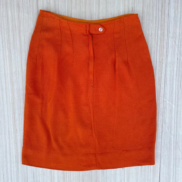 Vintage VTG Mr. Lee California separates orange linen blend pencil skirt size XS - Image 2