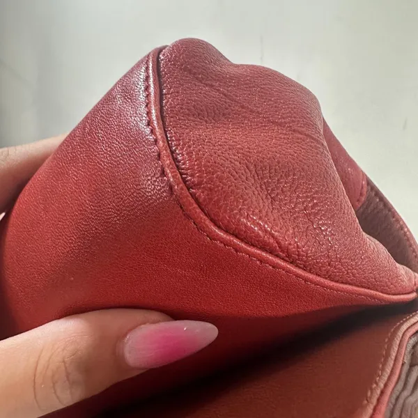 Chloe Shoulder Bag Small Red Leather Bow Chain Strap Pink Colorblock - Image 15