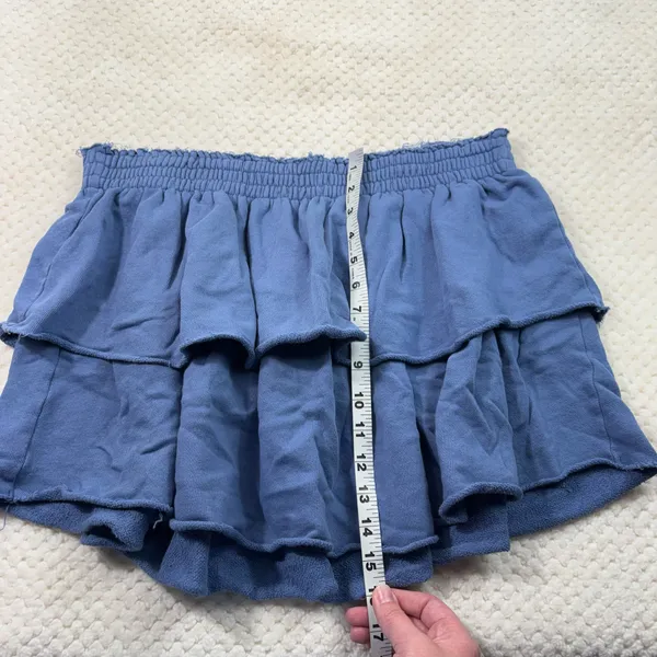Aerie Periwinkle Blue Terry Fleece Layered Mini Lounge Skirt XL Comfy Travel - Image 7
