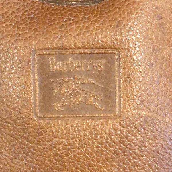 BURBERRYS Brown Leather Drawstring Bucket Bag Nova Check Lining VINTAGE - Image 2