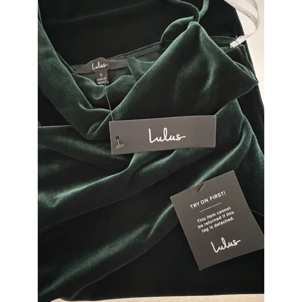 LULUS Jazzy Belle Dark Green Velvet Dress - Size S - Image 2