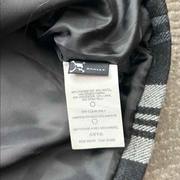 Oakley Women's Coat Wool Button-up Jacket Plaid Gingham Black Gray Size Small - Image 10