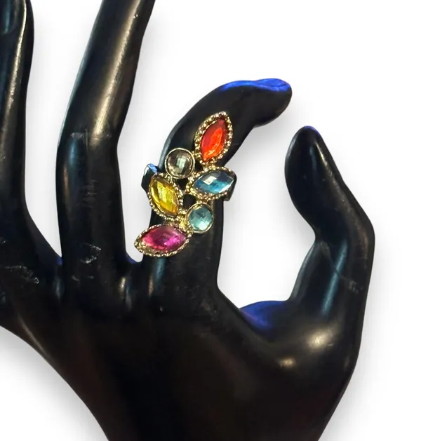 Vintage multicolor gemstone ring Gold - Image 2