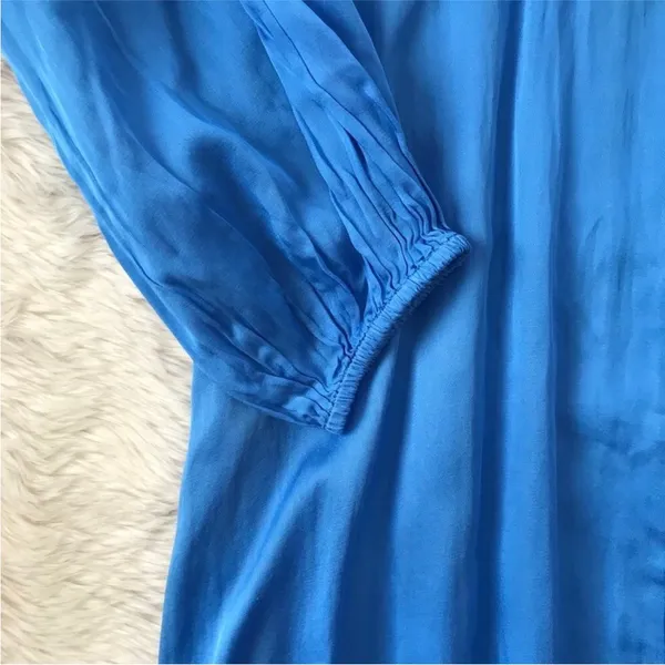 FREE PEOPLE Later Days Blue Button Front Long Sleeve Midi Dress Size‎ 0 New - Image 11