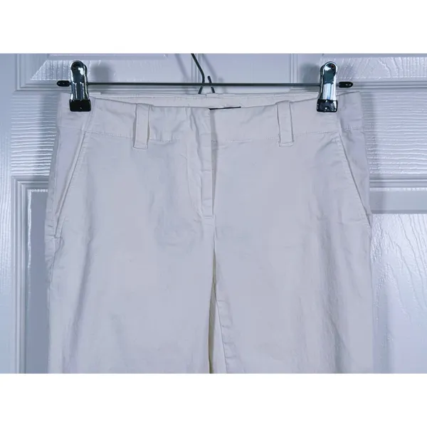 Theory Womens Cotton Wide Leg Trouser Pants Size 0 White Old Money Quiet Luxury - Image 4