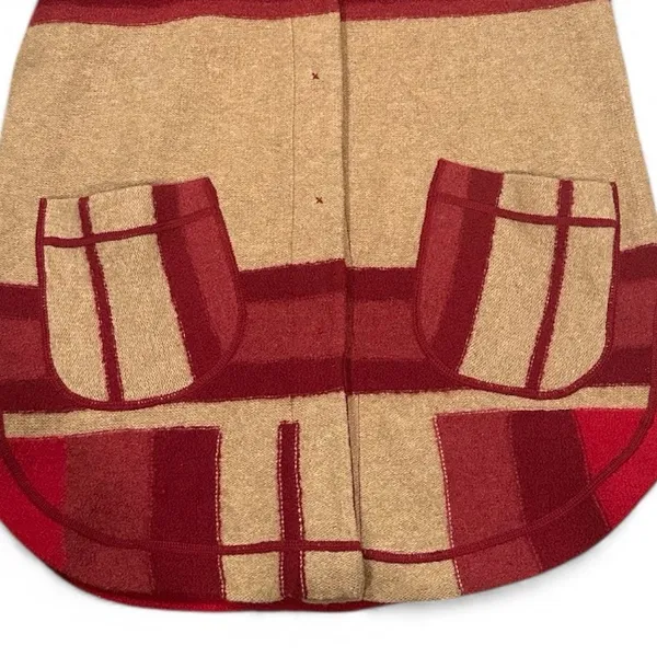 Anthropologie SPARROW Satra Red Plaid Wool Blanket Sweater Coat Barn Jacket S - Image 6