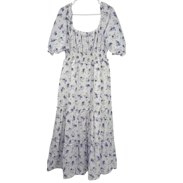 LoveShackFancy x Target Floral Smocked Maxi Dress White Blue Purple‎ Medium - Image 2