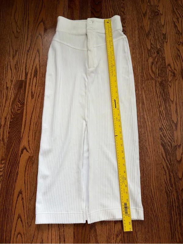 NWT Free People Roxy Rib Pencil Midi Skirt Creme XS High Waist Ribbed $78 - Image 10