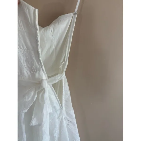 Lulus Sweet Definition White Burnout Ruffled One-Shoulder Midi Dress Size Large - Image 9