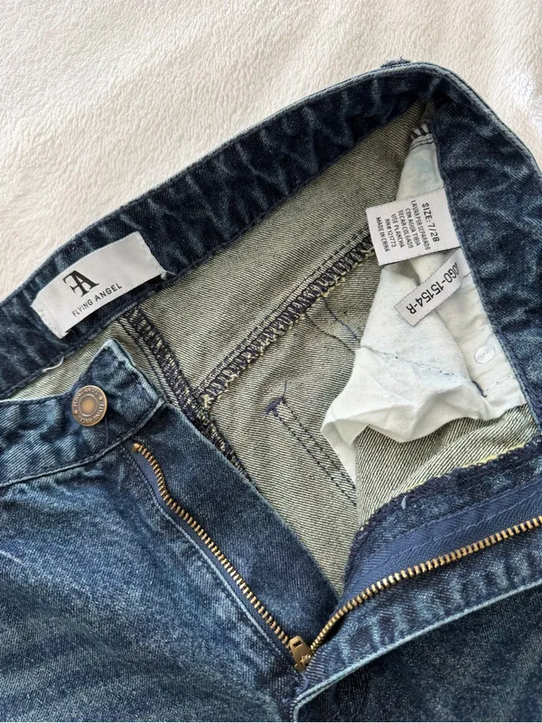 Women’s Dark Blue Cargo Denim Pants “flying Angel” Sz 27 - Image 3