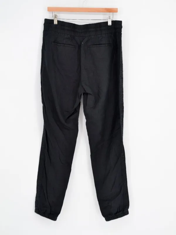 Athleta Cabo Linen Jogger Pants Womens 12 Tall Black Lightweight Pockets Taper - Image 4