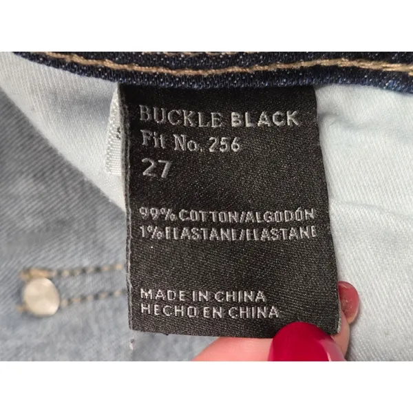 Buckle Black Distressed Dark Wash Fit 256 Skinny Stretch Jeans Size 27 - Image 3