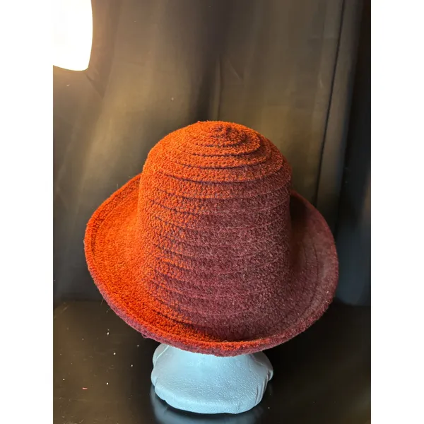 Signature Studio Vintage Rust Red Boucle Knit Floral Cloche Hat RN‎ 31289 - Image 3