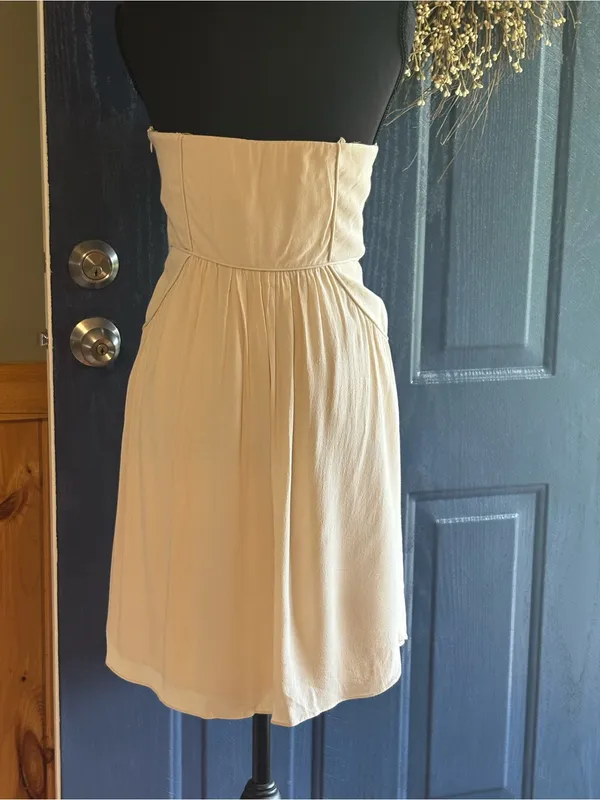 MM Couture by miss me Strapless Embroidered Cream Dress size M - Image 4