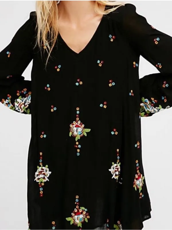 Free People Oxford Embroidered Mini Dress Large Black - Image 10