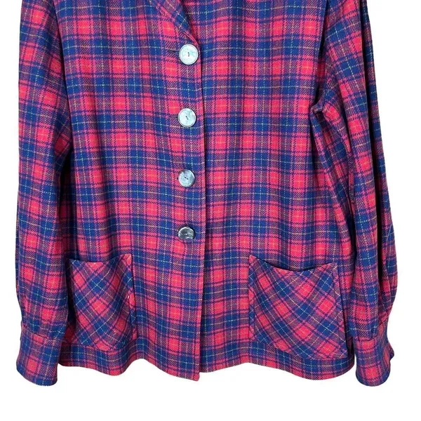 ‎Vintage Pendleton 100% Pure Virgin Wool Red Plaid Coat - Image 3