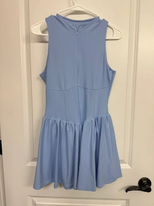 Blue Sleeveless Athletic Tennis Dress Built-In Shorts Women’s L - Image 3