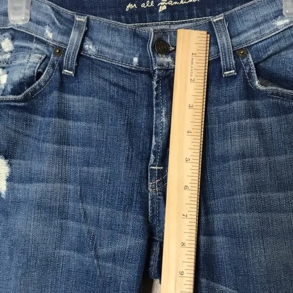 7 for all mankind distressed medium wash bootcut denim long denim jeans size 28‎ - Image 7