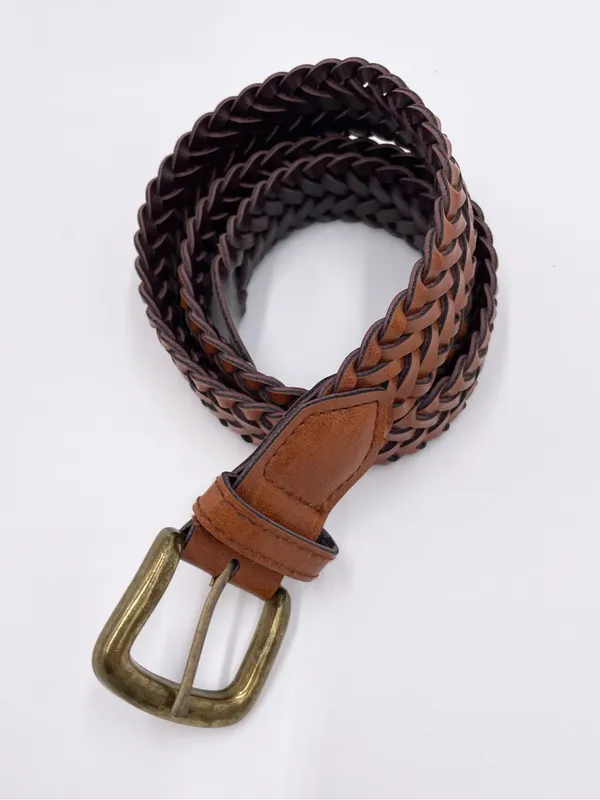 Vintage 90s Leather Woven Braided Belt Women's Size 6/8 Bohemian Western Cowgirl - Image 3