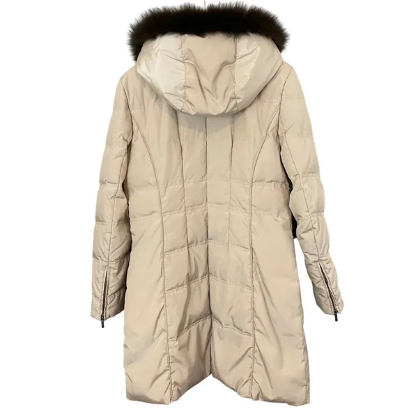 Laundry by Shelli Segal Down Puffer‎ Coat Fur Trim Detachable Hood Women Large - Image 2