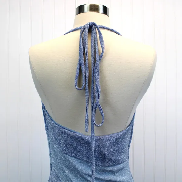 NEW Naked‎ Wardrobe Womens XL Blue Shimmer Glow For It Cowl Drape Halter Top - Image 4