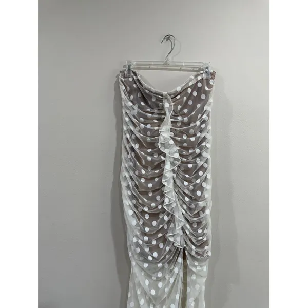 Majorelle White Mesh Polka Dot Brady Dress Revolve Bodycon Midi XL - Image 10