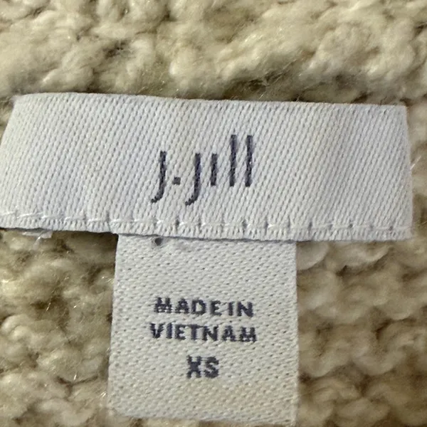 J. Jill Cream & Navy Striped Crew Pullover Preppy Cable Knit Raglan Sweater XS - Image 14