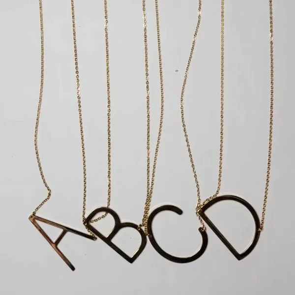 Gold Initial Pendant Necklace Letters A-Z - Image 6