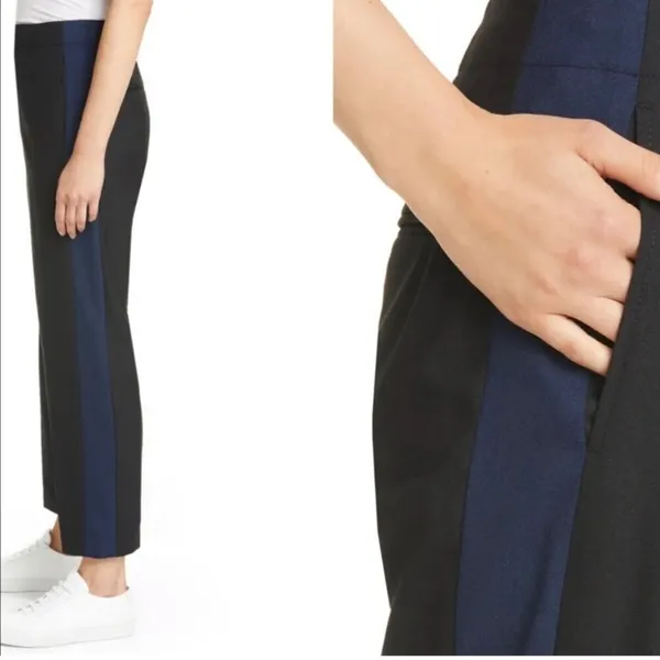 Club‎ Monaco Ryanne Pants Size 4 Black Wool Tuxedo Stripe Trouser Dark Academia - Image 11