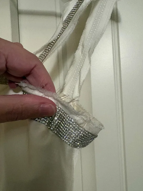 Zara Mini Slip Dress XS Xtra Small White Jewel Silver Trim Lined Party Cocktail - Image 2