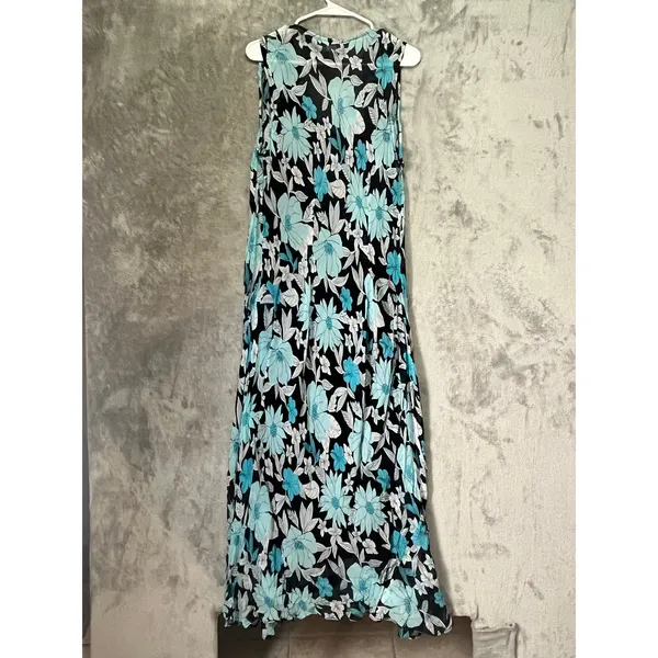 Vintage Y2K Fairycore Floral Sequin Maxi Dress Whimsical Blue Black Cottagecore - Image 3