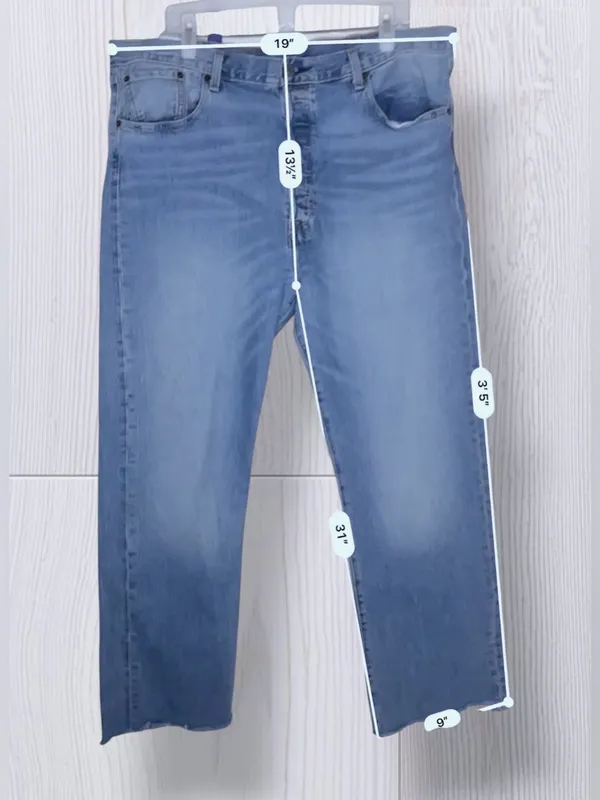 Levi's 501 High Rise Raw Hem Straight Leg Jeans | Light Wash - Image 11