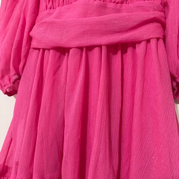 Lucy in the Sky Ruffle Chiffon Sparkle Tie Back Babydoll Mini Dress - Image 7