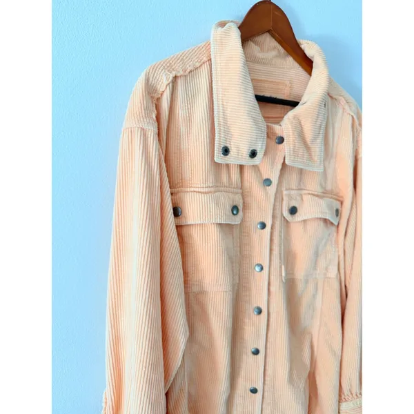 We The Free Peach Snap Button Up Sweater Medium - Image 4