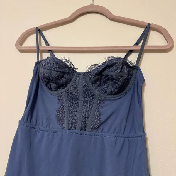Urban Outfitters Modern Love Corset Blue Lace Mini Dress - Image 2