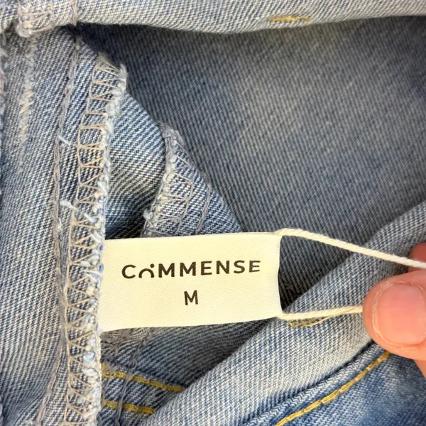 Commense High Rise Wide Leg Raw Hem Jeans Women Medium Light Wash - Image 7