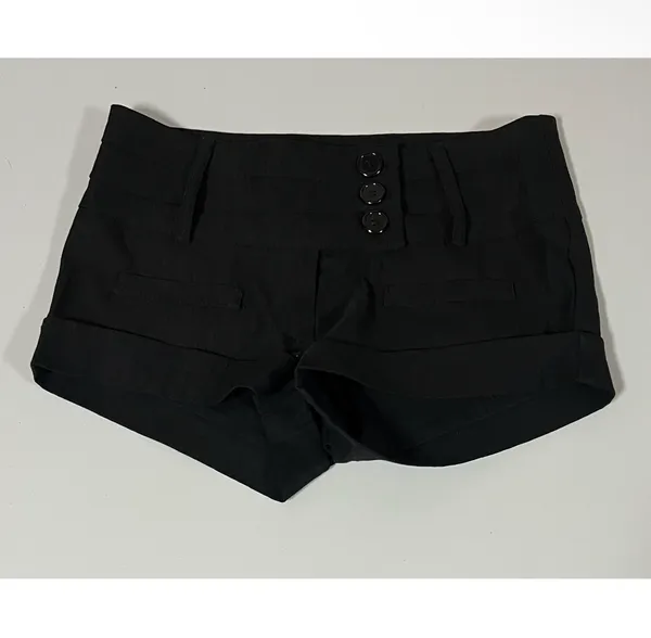 Black Solid Buttoned Cuffed Shorts Bottoms Size XS 🖤 - Image 2