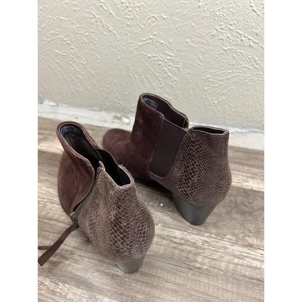 Vionic Anne Suede Ankle Boots Size 10 Brown Preppy Heeled Booties - Image 9