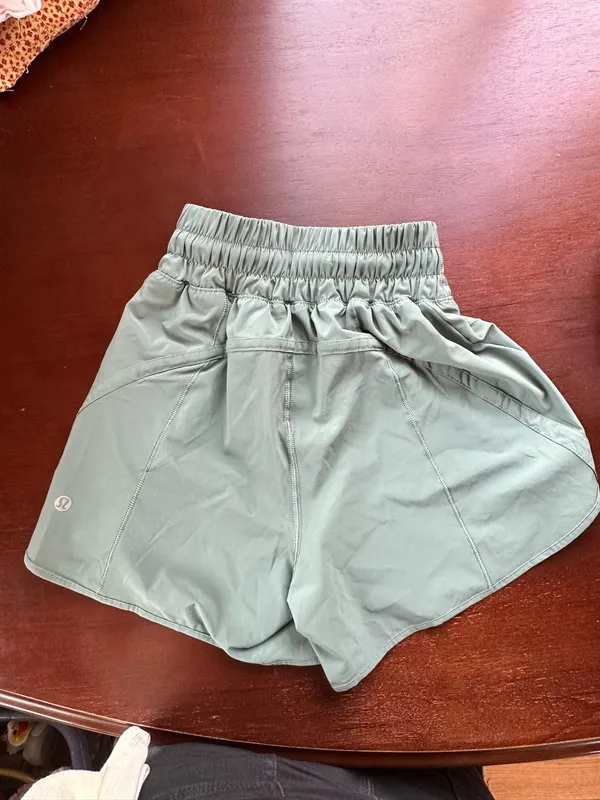 Green High-Waisted Lululemon Shorts - Image 2