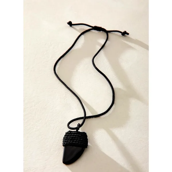 Free People Eleanor Pendant Necklace Black Onyx One Size - Image 3