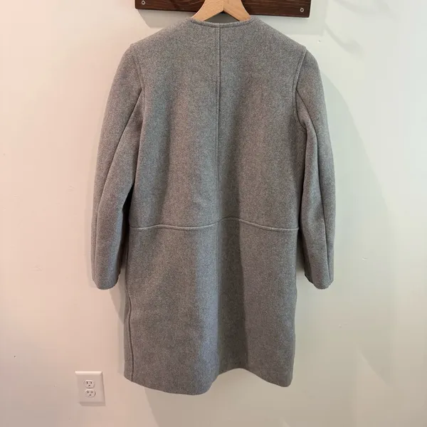 Trademark‎ Almond Collarless Coat Wool Blend Light Grey Size XS - Image 7