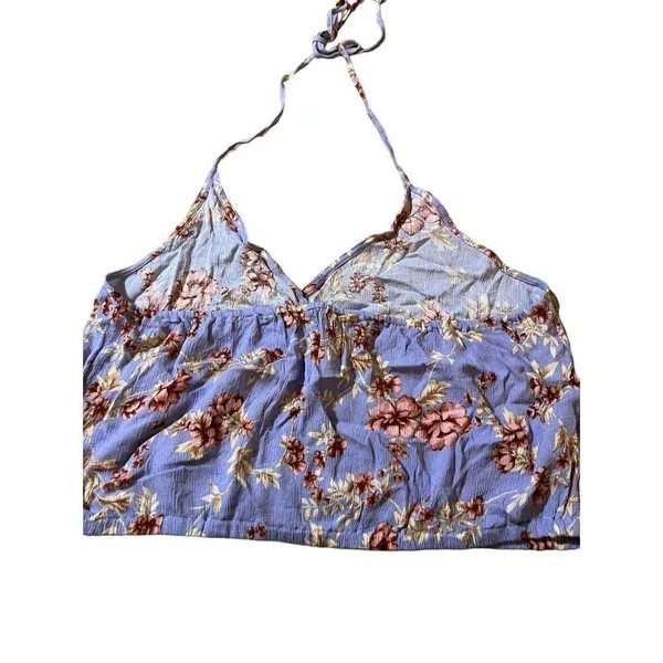 American‎ Eagle Outfitters Women’s Purple Floral Halter Top XL - Image 5