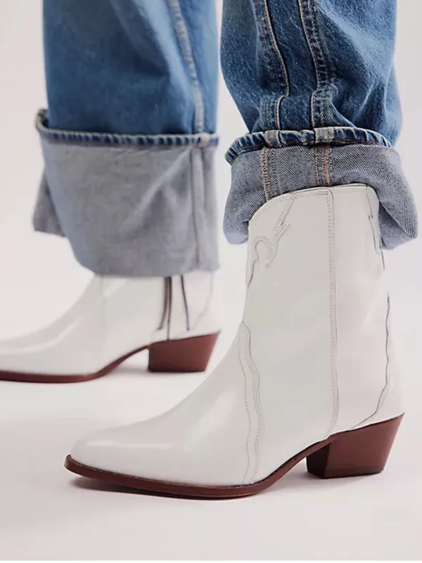FREE PEOPLE New Frontier Western Boot, White, a size EU40/9.5-10, NWT FLAW - Image 2