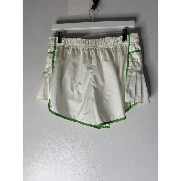 Free People Movement easy tiger Pleated Running Shorts White Green Piping M - Image 2