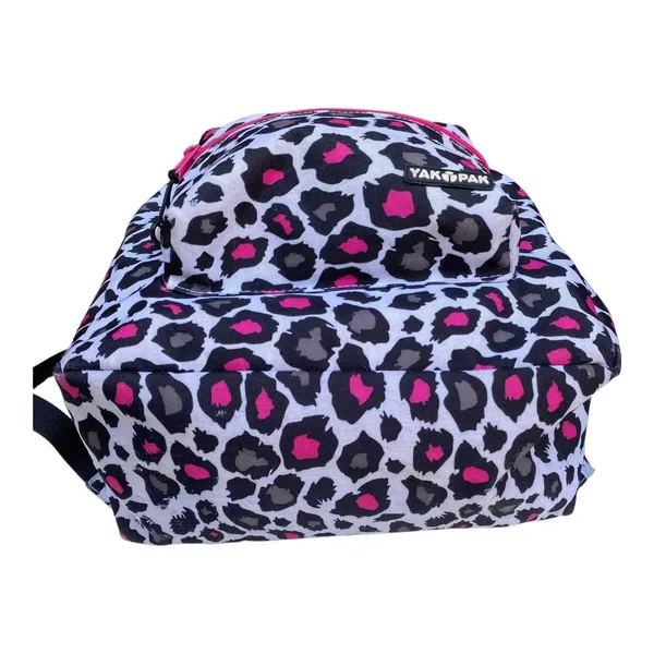 Yak Pak Heart Pink Grey Black Leopard Print Backpack 16"x12" Exterior Pocket - Image 4