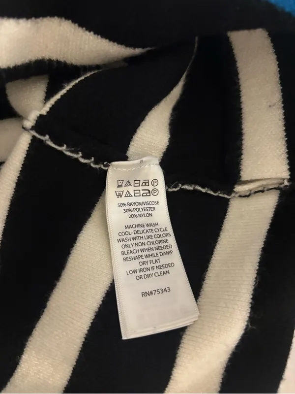 Jones New York Black, White & Blue Striped Turtleneck Sweater Size 1X - Image 5