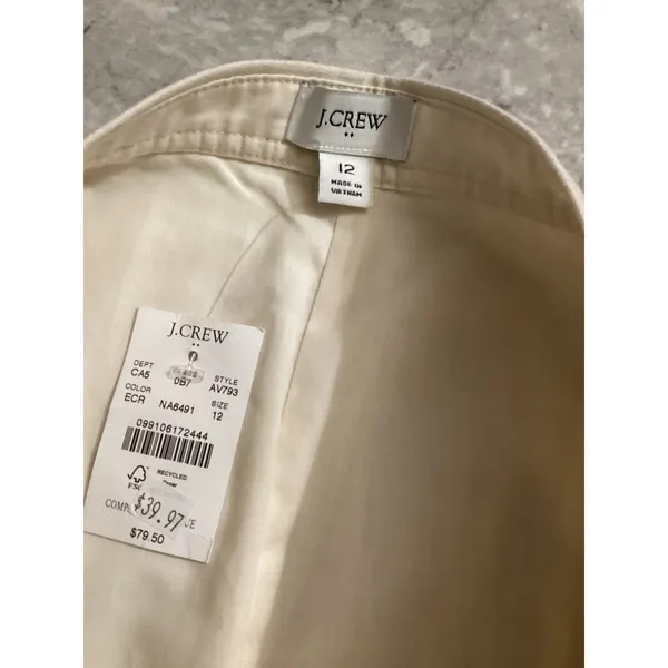 J.Crew Womens Linen Cotton Button Front Mini Skirt Ecru Cream AV793 Size 12 NWT - Image 4